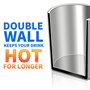 Lot de 2 tasses en acier inoxydable à double paroi de 400 ml avec poignées pour boissons chaudes et froides comme le lait/café/j