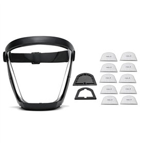 yasoe Masque de Protection de Travail Masque de Protection Intégral Transparent Protecteur Anti-Poussière avec 10 Filtres Noir