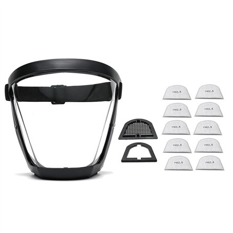 yasoe Masque de Protection de Travail Masque de Protection Intégral Transparent Protecteur Anti-Poussière avec 10 Filtres Noir