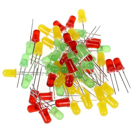 Janasiba Lot de 60 diodes électroluminescentes LED rondes de 5 mm de diamètre CC 3 V