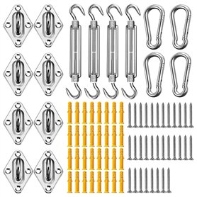 Giwnhvx Kit de Matériel de Voile D'Ombrage 80 Pièces pour Voiles D'Ombrage Rectangulaires