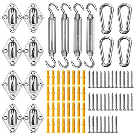Giwnhvx Kit de Matériel de Voile D'Ombrage 80 Pièces pour Voiles D'Ombrage Rectangulaires