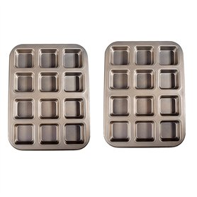 Kznifmk 2X 12 Tasses Carré Mini Pain Hamburger Muffin Moule à Cupcake pour Ménage Antiadhésif Plat de Cuisson Four Plateaux Pâti