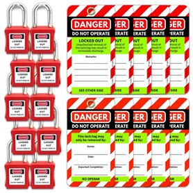 Kznifmk Étiquettes et de Verrouillage Étiquette de Sécurité Rouge Kit de Verrouillage D'Identification Facile Verrous de Verroui