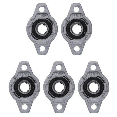 Torribala Lot de 5 blocs de roulement à bride FL001 - Alliage - 12 mm - Auto-alignant