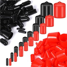 Asyduey 200 PCS Bouchon à Vis Flexible Filetage Boulon Protecteur Capuchons Couvre Bouchons à Vis en Plastique Noir Rouge en 9 T