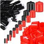 Asyduey 200 PCS Bouchon à Vis Flexible Filetage Boulon Protecteur Capuchons Couvre Bouchons à Vis en Plastique Noir Rouge en 9 T