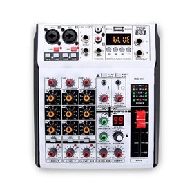 Tuesoa Mélangeur Audio Numérique Professionnel à 4 Canaux pour Console de Mixage Sonore Stéréo