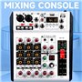 Tuesoa Mélangeur Audio Numérique Professionnel à 4 Canaux pour Console de Mixage Sonore Stéréo, pour DJ, Enregistrement Karaoké,