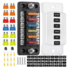 Xiniy BoîTe à Fusibles à Lame de Bloc de Fusible à 6 Voies avec Bus NéGatif - ATC/ATO pour Bateau Yacht VéHicule Auto RV Voiture