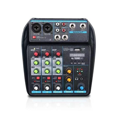 Vocdikficy Console de Mixage Audio USB Professionnelle 4 Voies avec Bluetooth