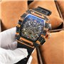 Janasiba Montre de luxe pour homme de style mécanique, étanche, 6, trotteuse, montre à quartz en forme de tonneau de vin 6, Roug