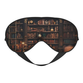 BREAUX Masque pour les yeux double face avec imprimé bibliothèque de bibliothèque