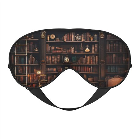 BREAUX Masque pour les yeux double face avec imprimé bibliothèque de bibliothèque