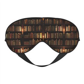 BREAUX Masque pour les yeux double face avec imprimé de livres de bibliothèque