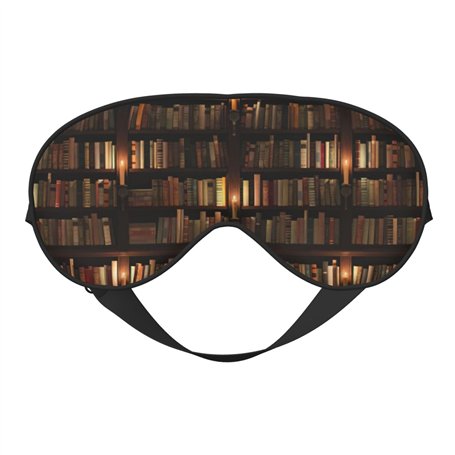 BREAUX Masque pour les yeux double face avec imprimé de livres de bibliothèque