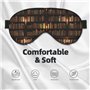 BREAUX Masque pour les yeux double face avec imprimé de livres de bibliothèque, masque occultant pour les yeux toute la nuit pou