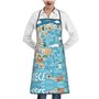 Luckily&Day Tablier de cuisine fantaisie avec poches pour femme - Motif carte de la Grèce - Blanc - Taille unique