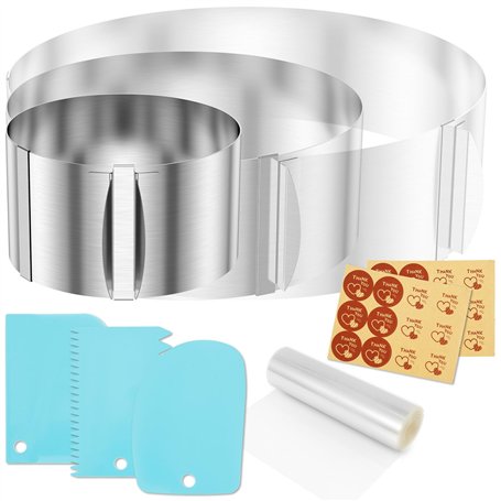 Sutowe Cercle a Patisserie Reglable Cercle Gateau Extensible Ø 16-29 cm en Acier Inoxydable avec 1PCS Colliers à Gâteau Transpar