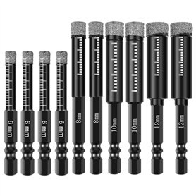 Lot de 10 forets diamantés secs - Embouts de perçage Diamond Tile - Carbid résistant à l'usure - Carrelage de forage - Scies rap