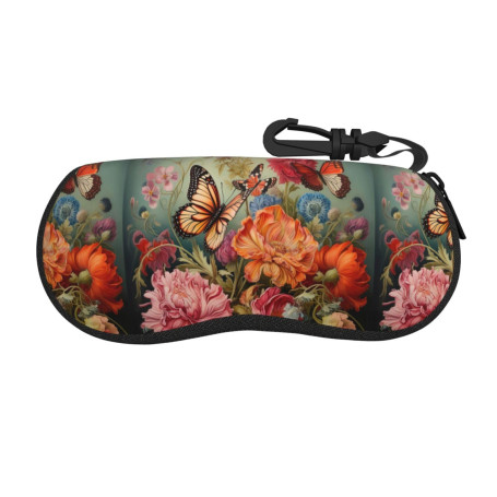 YHBLYKXP Étui à lunettes multifonction avec imprimé fleurs et papillons pour lunettes de soleil