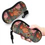 YHBLYKXP Étui à lunettes multifonction avec imprimé fleurs et papillons pour lunettes de soleil, portefeuille, bijoux et trousse