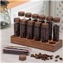Foribyw Lot de 12 tubes de rangement pour grains de café avec support en bois