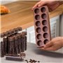 Foribyw Lot de 12 tubes de rangement pour grains de café avec support en bois, conteneurs portables à dose unique, fioles en ver