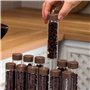 Foribyw Lot de 12 tubes de rangement pour grains de café avec support en bois, conteneurs portables à dose unique, fioles en ver