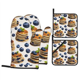 Blueberry pancakes03 Ensemble de 4 pièces de cuisson isolées pour four à micro-ondes