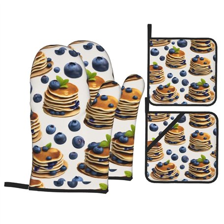 Blueberry pancakes03 Ensemble de 4 pièces de cuisson isolées pour four à micro-ondes