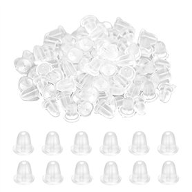 Lot de 500 fermoirs de boucles d'oreilles transparents en silicone et caoutchouc de 5 mm