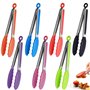 Fiyuer 7 Pcs Pinces Cuisine en Acier Silicone Pince à Salade Inox Outil de Cuisson pour Le Barbecue Le Buffet Le Grillade et Sal