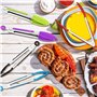Fiyuer 7 Pcs Pinces Cuisine en Acier Silicone Pince à Salade Inox Outil de Cuisson pour Le Barbecue Le Buffet Le Grillade et Sal