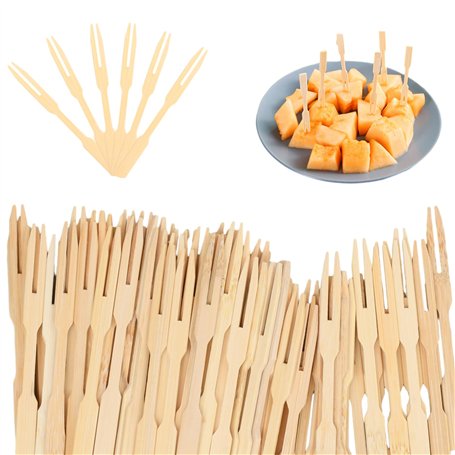 160 Pièces Fourchettes à Cocktail de Bambou