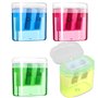Lot de 4 taille-crayons manuels avec récipient pour enfants - 2 trous - Pour différents types de crayons - Pour enfants
