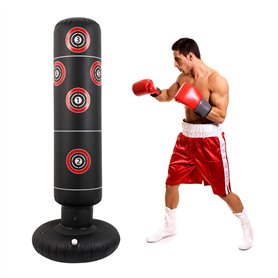 Sac de frappe gonflable sur pied - 160 cm - Sac de sable de fitness pour adultes et enfants - Pour entraînement réflexe - Fitnes