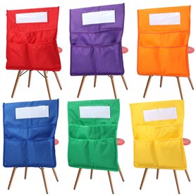 GUIJZSLTRG Lot de 6 poches pour chaise de salle de classe avec étiquette de nom d'étudiant