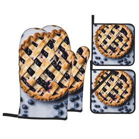 Blueberry Pie 01 Lot de 2 maniques de four à micro-ondes et barbecue