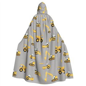 MQGMZ Cape à capuche avec impression de véhicules de construction - Pour adulte et femme - Costume de sorcière et de vampire pou
