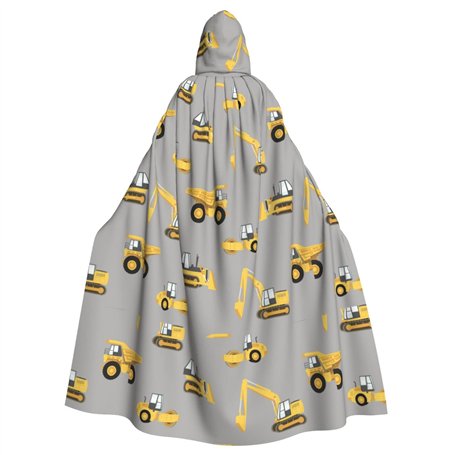 MQGMZ Cape à capuche avec impression de véhicules de construction - Pour adulte et femme - Costume de sorcière et de vampire pou
