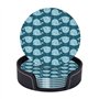 Dessous-de-verre en cuir motif baleines de dessin animé (ensemble de 6 pièces) dessous de verre de protection de table pour tabl