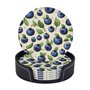 Blueberry Pattern03 Rotundity Lot de 6 dessous de verre en cuir pour table basse