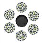 Blueberry Pattern03 Rotundity Lot de 6 dessous de verre en cuir pour table basse