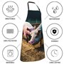 Tablier de cuisine en tissu Oxford pour adulte Motif cochons dans la ferme, noir, taille unique