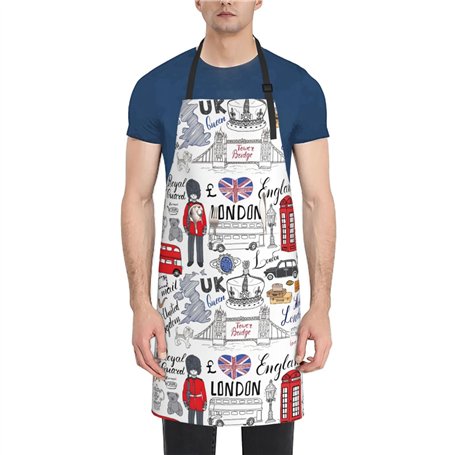 Tablier de cuisine en tissu Oxford I Love London pour adulte