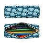 WURTON Trousse à crayons en cuir avec imprimé baleines de dessin animé - Pochette élégante avec fermeture éclair - Pour adultes
