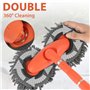 Balai de lavage de voiture avec manche long rétractable de 80 à 135 cm, double tête rotative à 360°, brosse de lavage de voiture