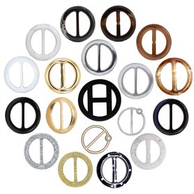 HOSTK 30pc Résine En Plastique Métal Tee Shirt Ceinture Vêtements Clip Agrafe Anneau Écharpe Boucle Ronde Fashion Party Coloré D