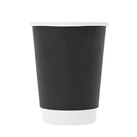 Lot de 50 gobelets en carton à double paroi recyclables sans couvercle - 350 ml - Double paroi - Finition mate et lisse